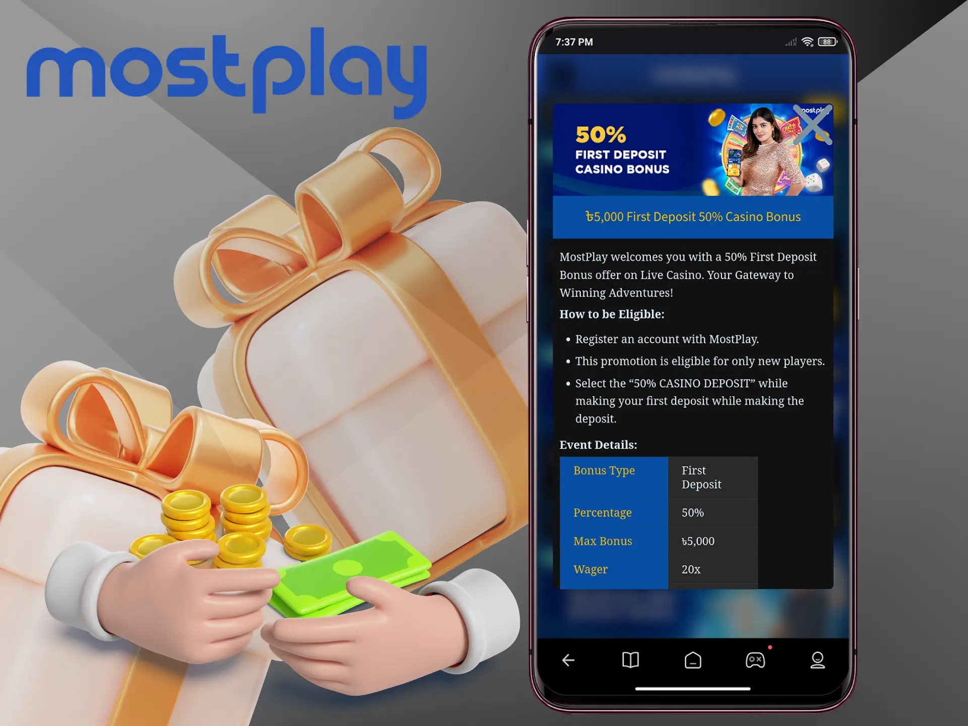 Make your first deposit and receive a welcome bonus to play your favourite slots from Mostplay Casino.