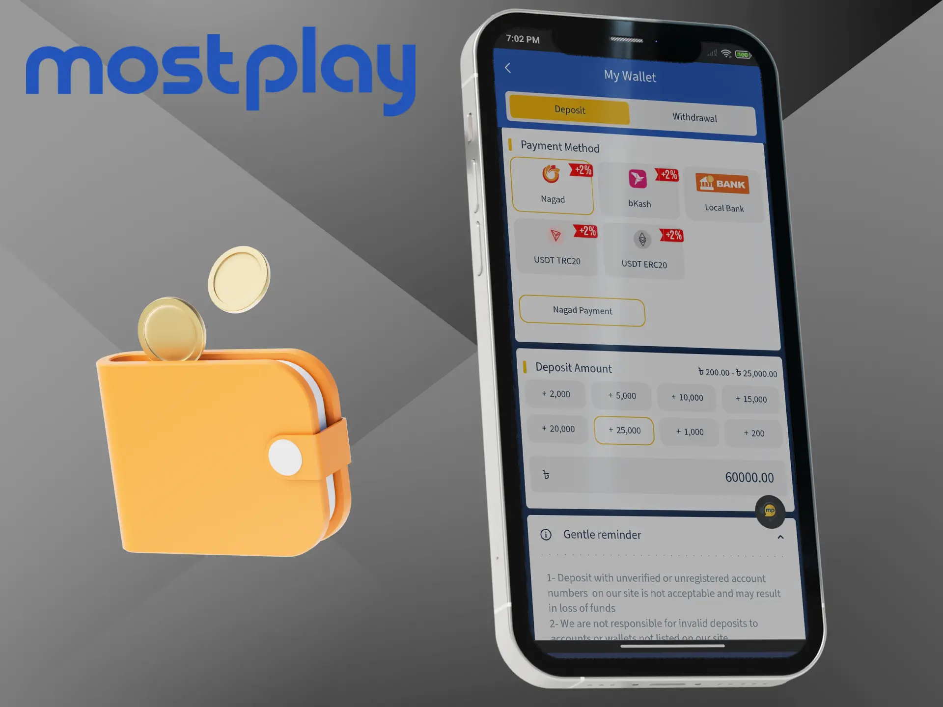 Please note the cash limits when depositing at Mostplay Casino.