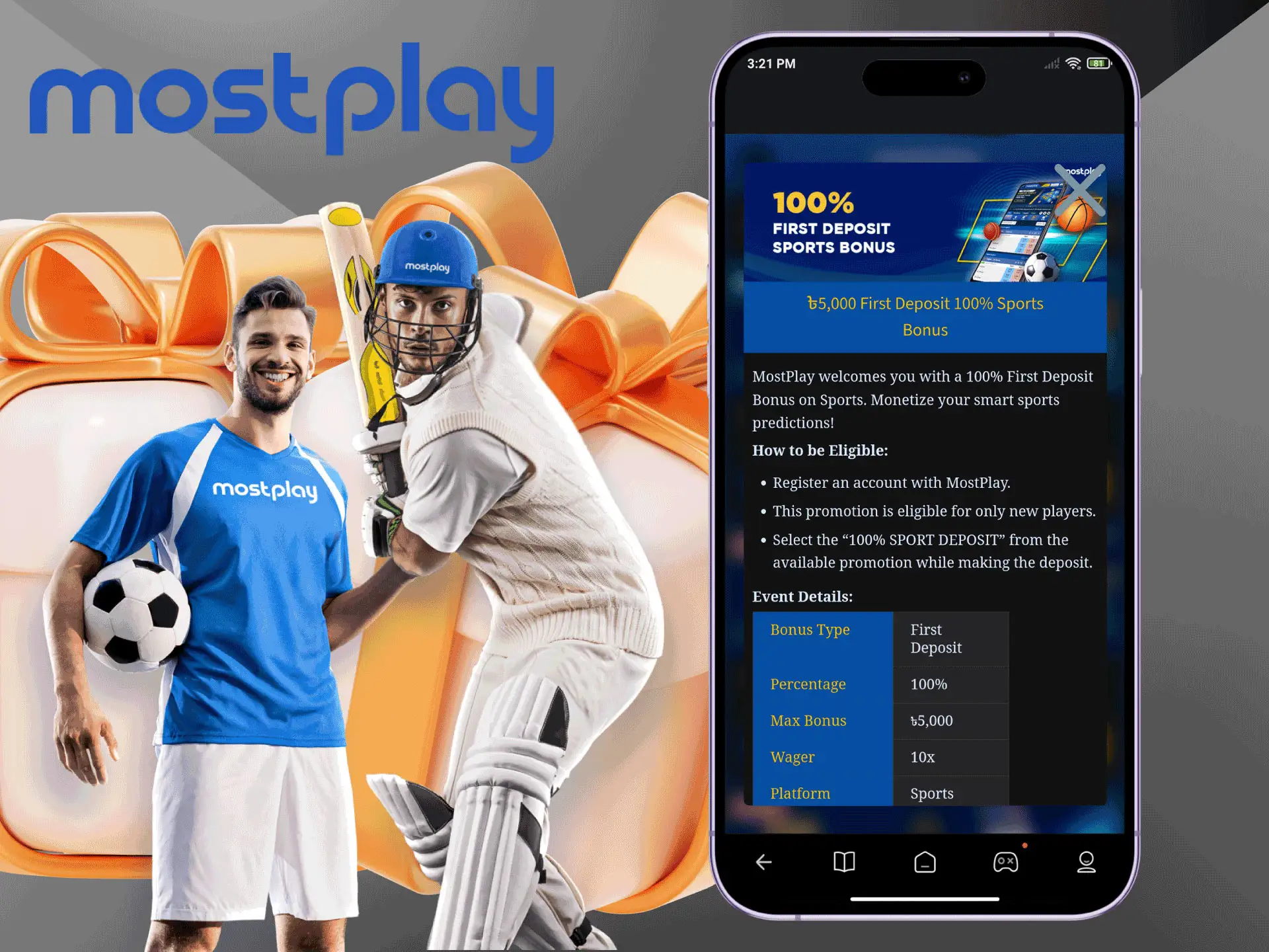 Players from Bangladesh have a unique opportunity to receive a generous prize from Mostplay directly into their virtual account.