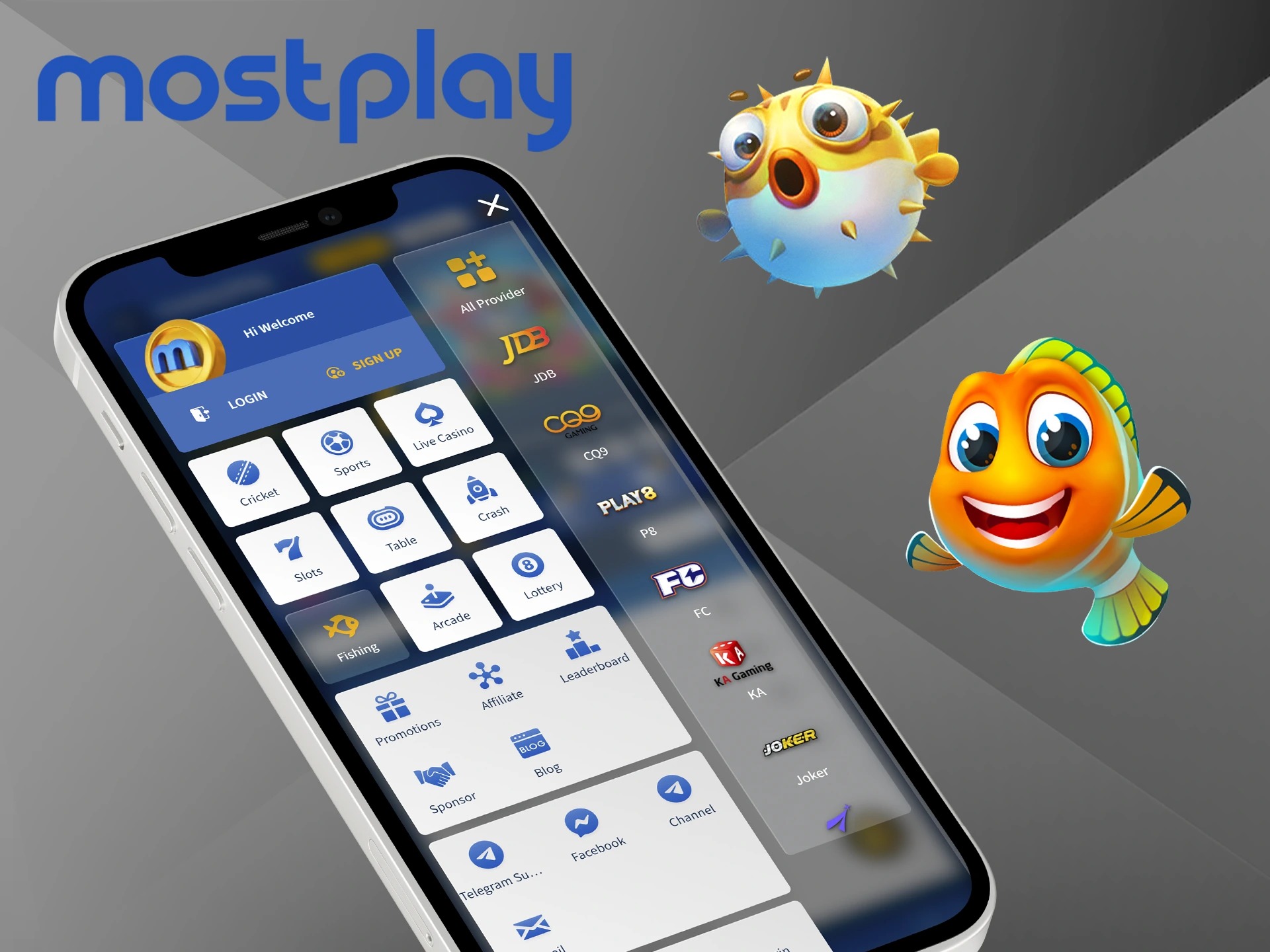 Mostplay operates with popular providers of the fishing casino games.