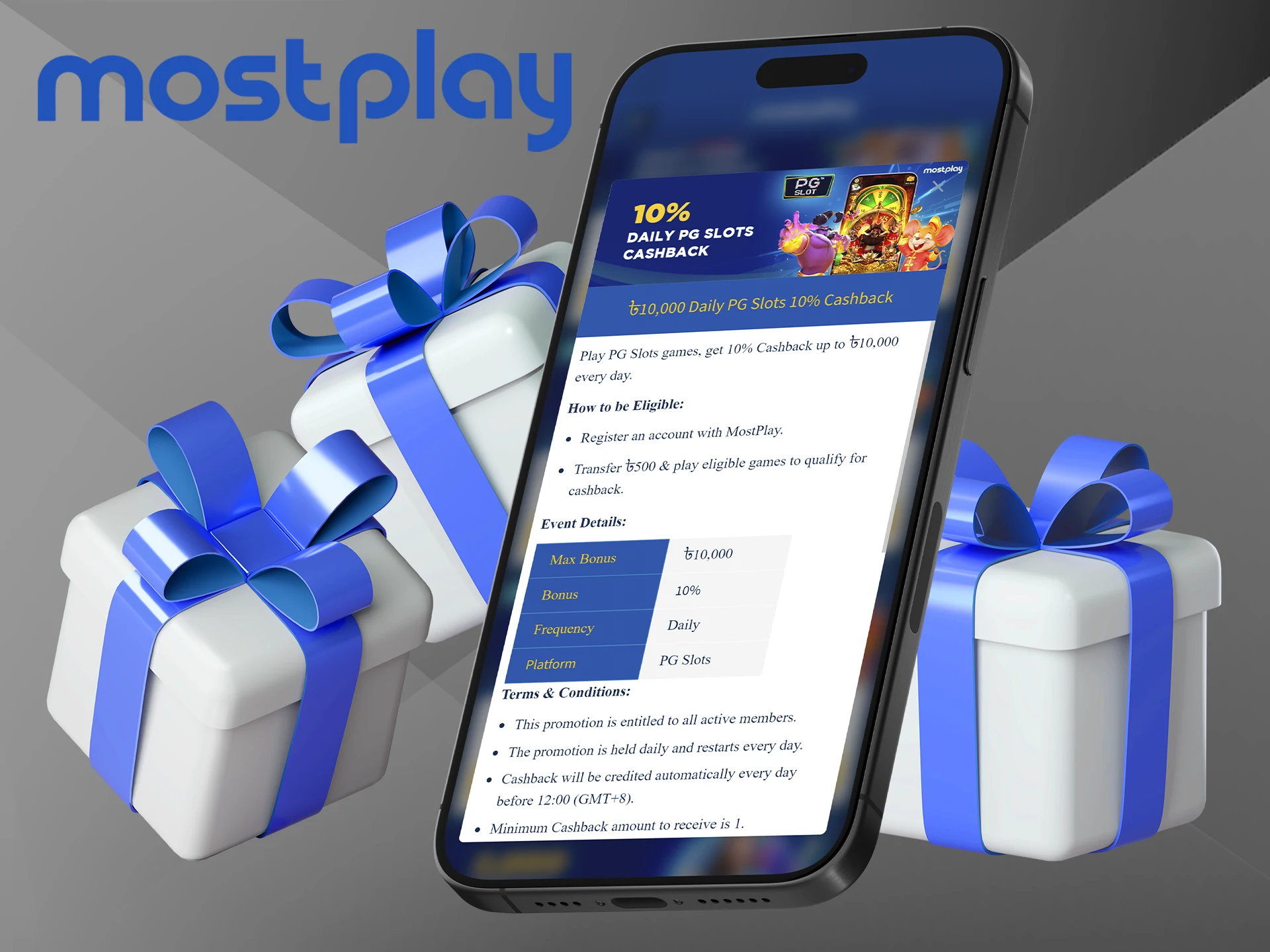 Receive regular cashback on the slot machines from Mostplay.
