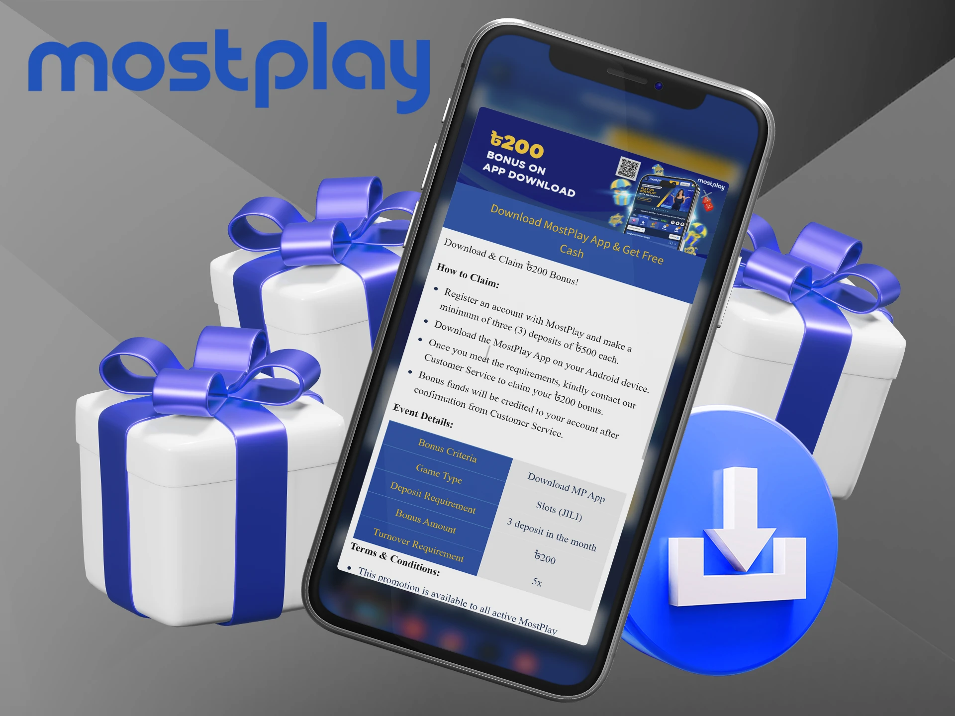 Download the Mostplay app and get a great bonus.