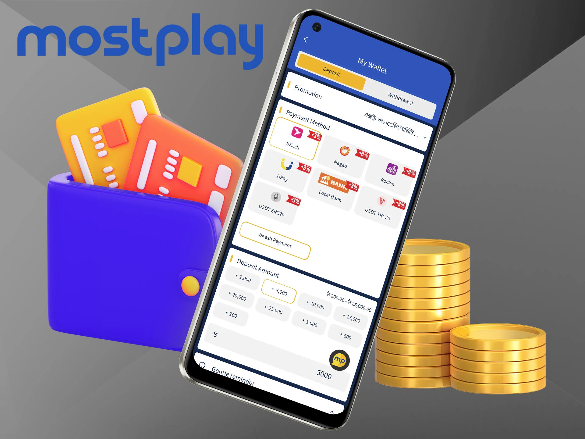 Familiarize yourself with the payment methods available at Mostplay.