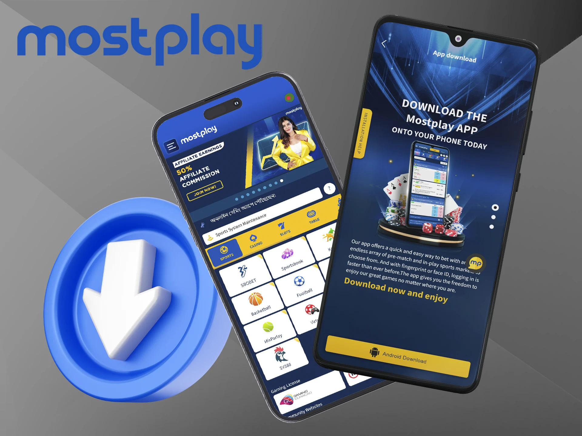 Install the Mostplay mobile app in a couple of easy steps.