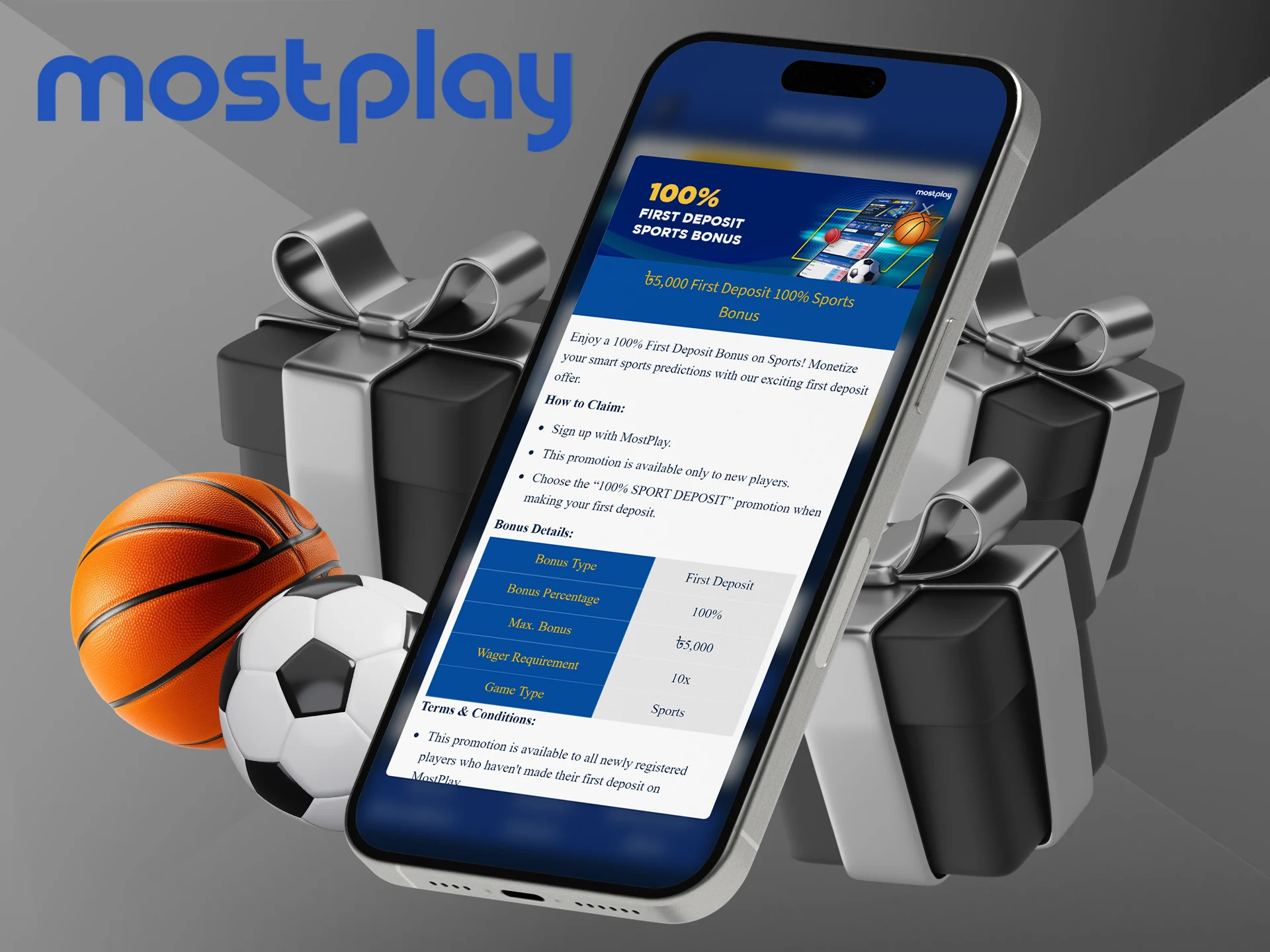 Fund your account and get the Mostplay welcome bonus for sports betting.